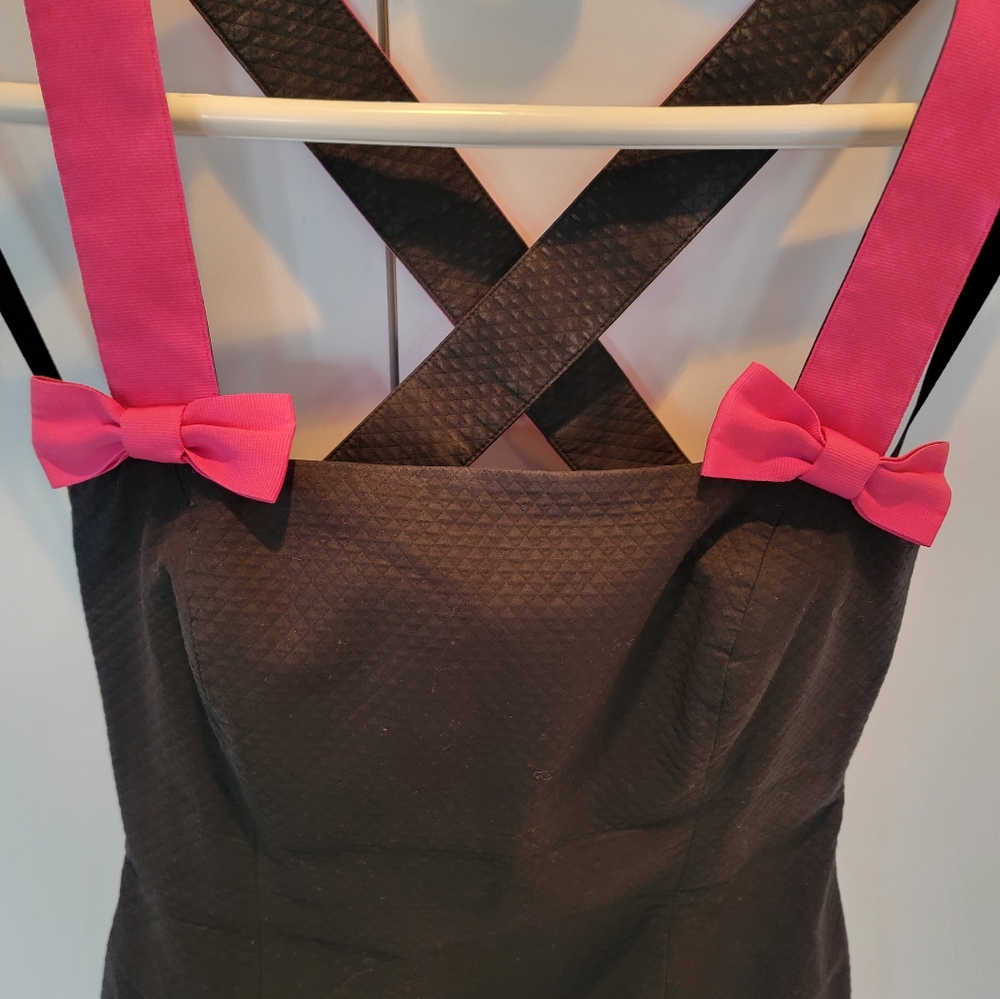 Black Dress with Fuchsia Hot Pink Bow criss-cross back. Make an Offer.